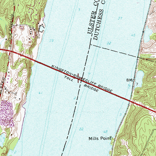 Topographic Map of Kingston-Rhinecliff Bridge, NY