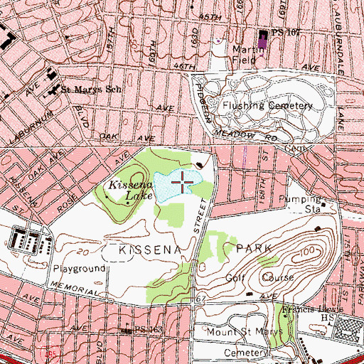 Topographic Map of Kissena Lake, NY