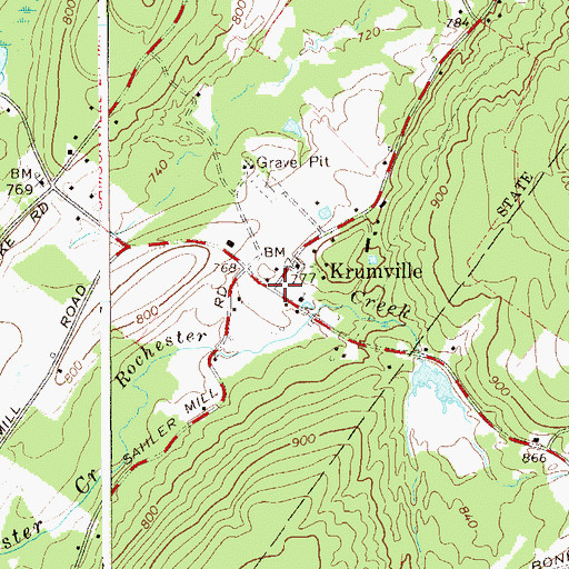 Topographic Map of Krumville, NY