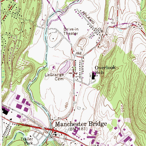 Topographic Map of LaGrange Rural Cemetery, NY