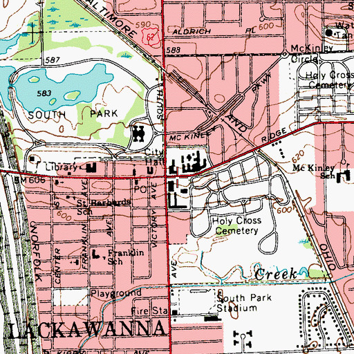 Topographic Map of Lackawanna, NY
