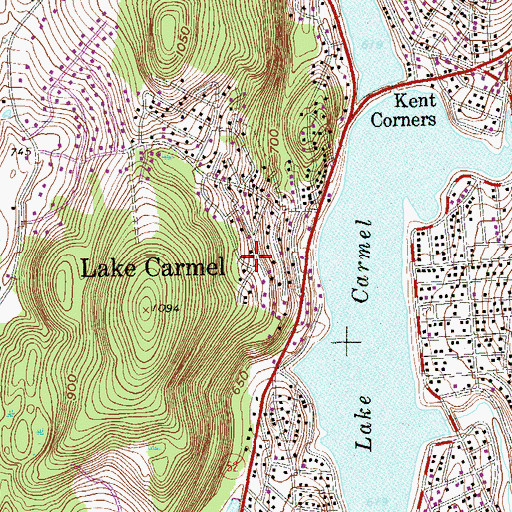 Topographic Map of Lake Carmel, NY