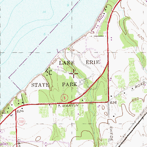 Topographic Map of Lake Erie State Park, NY