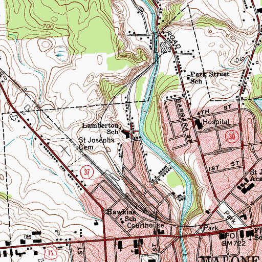 Topographic Map of West Street Elementary School, NY