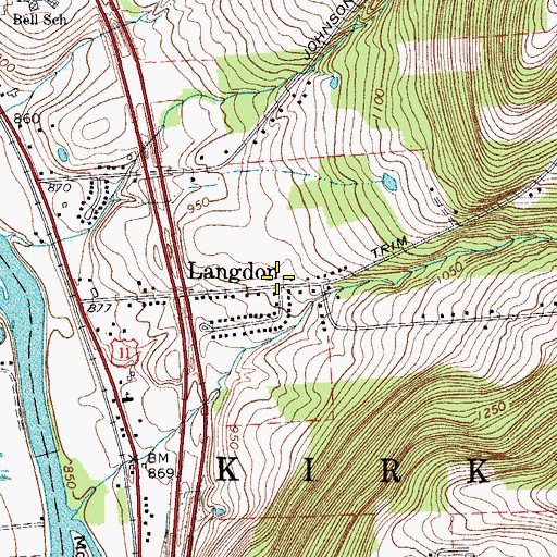 Topographic Map of Langdon, NY