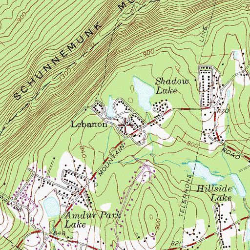 Topographic Map of Lebanon, NY