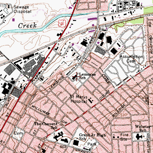 Topographic Map of LeMoyne Elementary School, NY