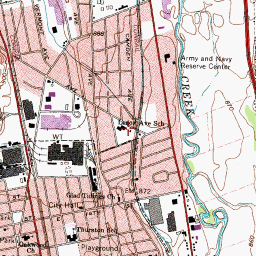 Topographic Map of Lenox Avenue School, NY
