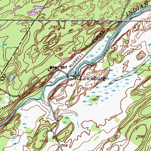 Topographic Map of Lewisburg, NY