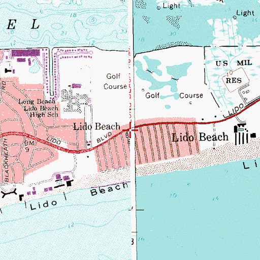 Topographic Map of Lido Beach, NY