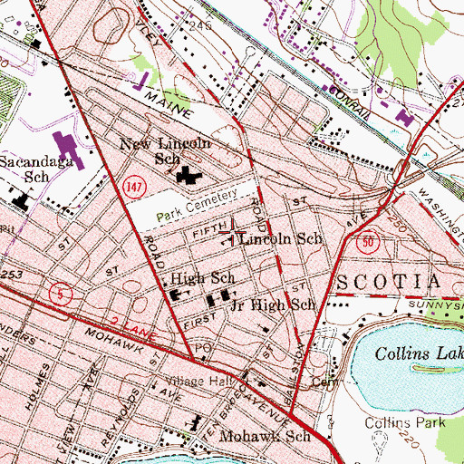 Topographic Map of Lincoln School (historical), NY