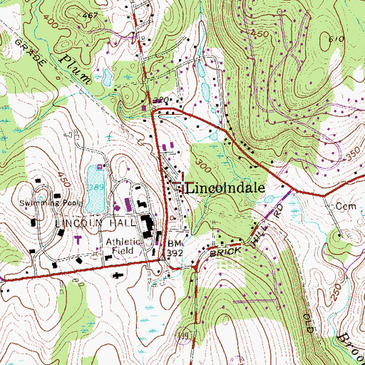 Topographic Map of Lincolndale, NY