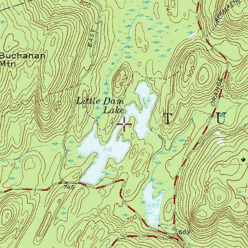 Topographic Map of Little Dam Lake, NY