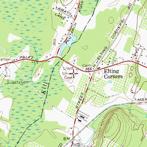 Topographic Map of Union Cemetery of Lloyd, NY