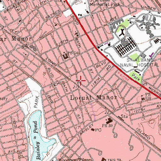 Topographic Map of Locust Manor, NY