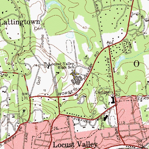 Topographic Map of Locust Valley High School, NY