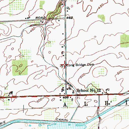Topographic Map of Long Bridge Cemetery, NY