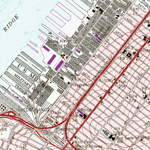 Topographic Map of NYU Lutheran Medical Center, NY