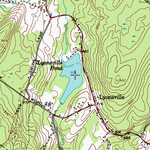 Topographic Map of Lyonsville Pond, NY