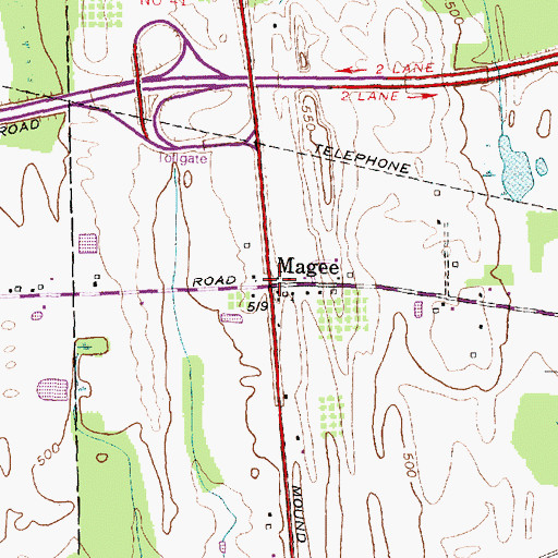 Topographic Map of Magee, NY