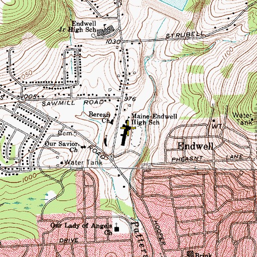 Topographic Map of Maine-Endwell High School, NY