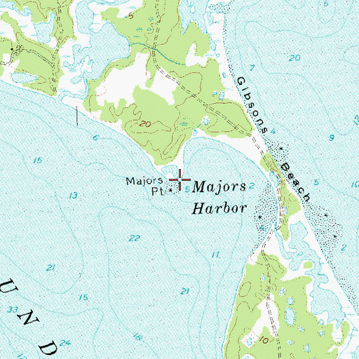 Topographic Map of Majors Point, NY