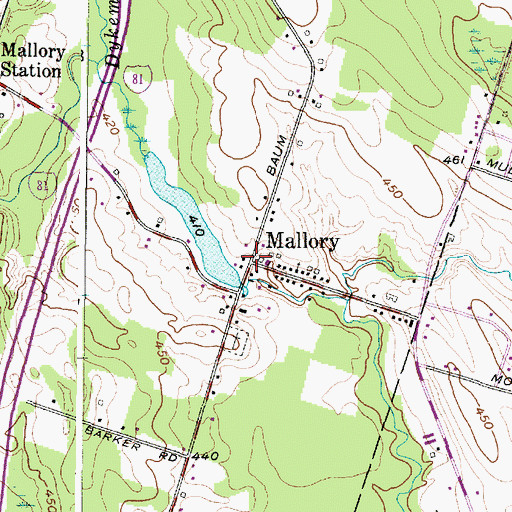 Topographic Map of Mallory, NY