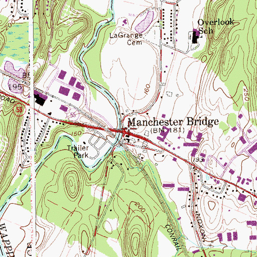 Topographic Map of Manchester Bridge, NY