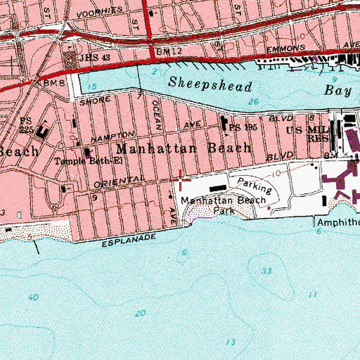 Topographic Map of Manhattan Beach, NY