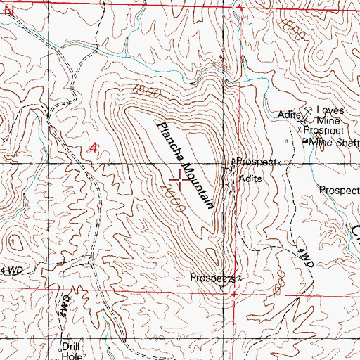 Topographic Map of Plancha Mountain, AZ