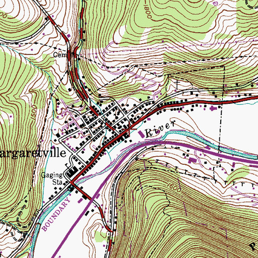 Topographic Map of Margaretville, NY