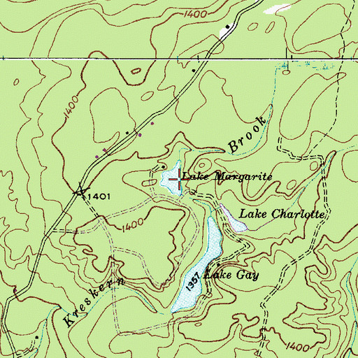 Topographic Map of Lake Margarite, NY