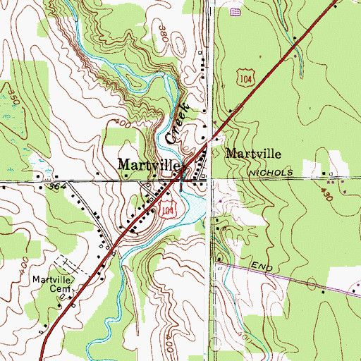 Topographic Map of Martville, NY
