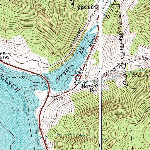 Topographic Map of Maxwell Brook, NY