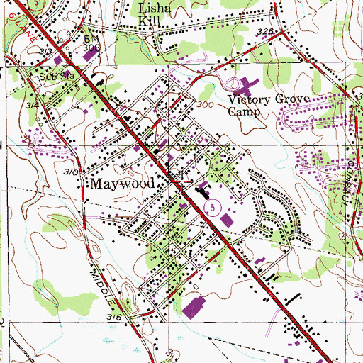 Topographic Map of Maywood, NY