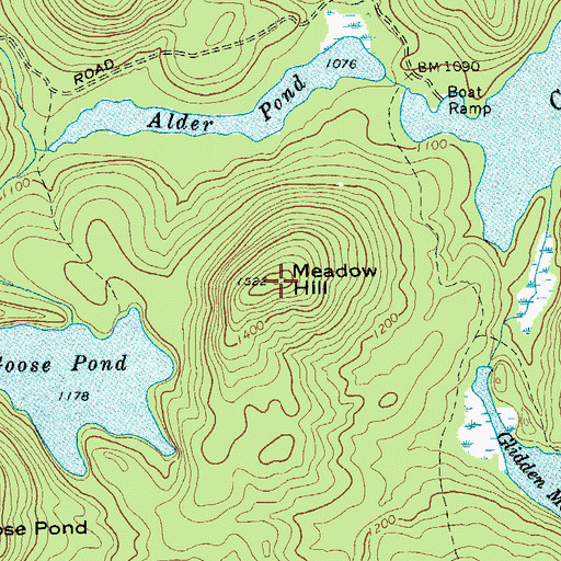 Topographic Map of Meadow Hill, NY