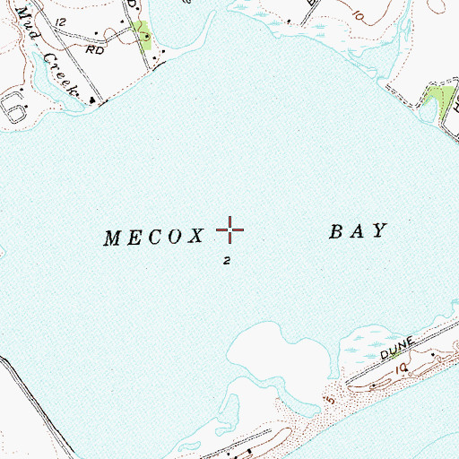 Topographic Map of Mecox Bay, NY