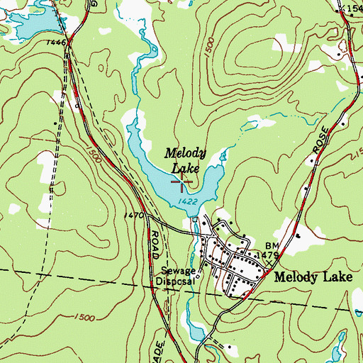Topographic Map of Melody Lake, NY