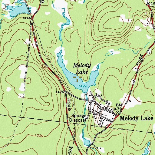 Topographic Map of Melody Lake, NY
