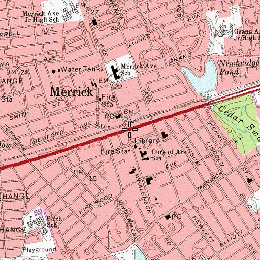 Topographic Map of Merrick, NY