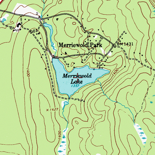 Topographic Map of Merriewold Lake, NY