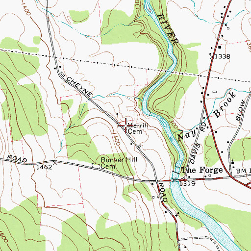 Topographic Map of Merrill Cemetery, NY