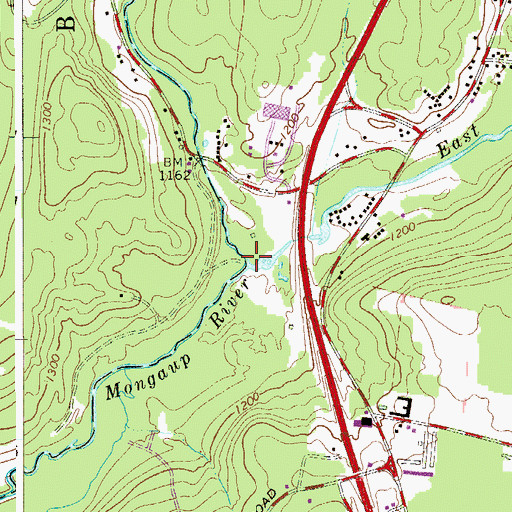 Topographic Map of Middle Mongaup River, NY