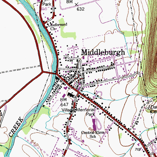 Topographic Map of Middleburgh, NY