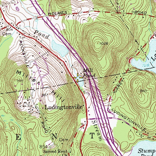 Topographic Map of Mill Pond, NY