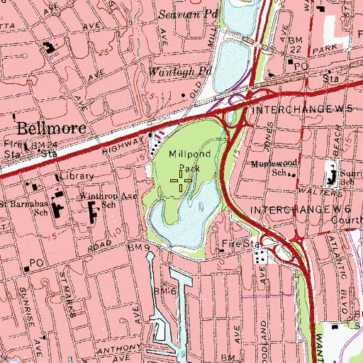Topographic Map of Millpond Park, NY