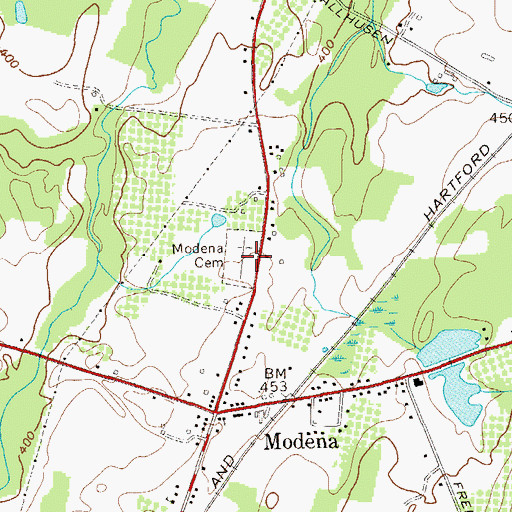 Topographic Map of Modena Rural Cemetery, NY