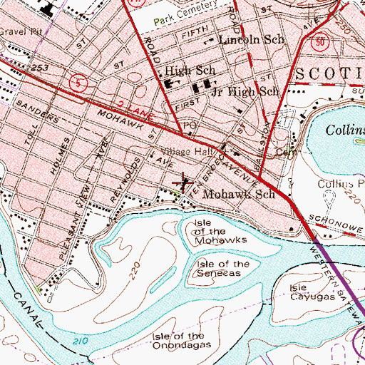 Topographic Map of Mohawk Public School (historical), NY