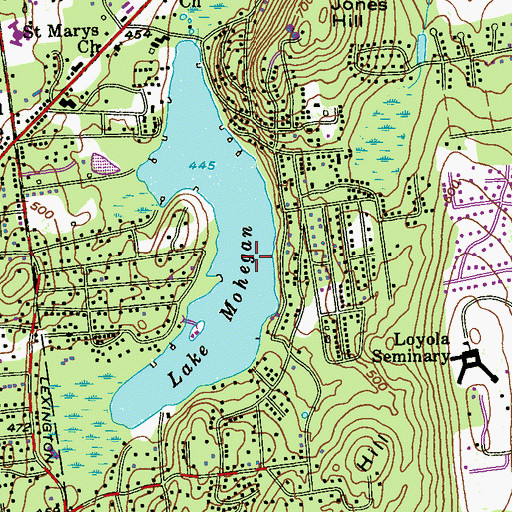 Topographic Map of Lake Mohegan, NY