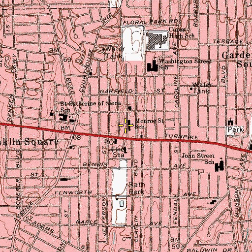 Topographic Map of Monroe Street Elementary School, NY